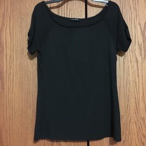 WHBM scoop neck black shirt